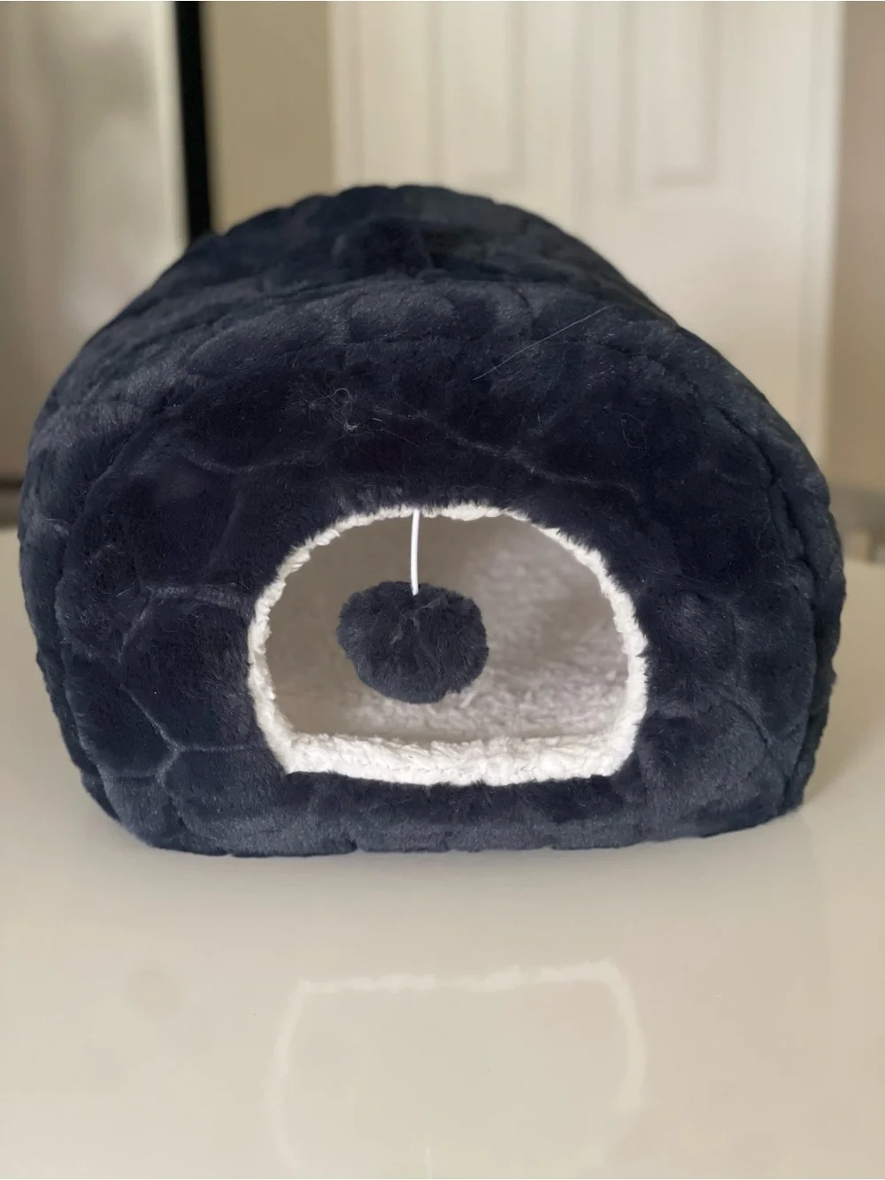 Whisker City® Navy Fur Cat Hide Hut Bed